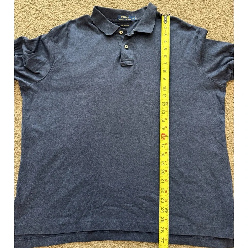 Polo Ralph Lauren Polo Shirt Pima Soft Touch Cotton Blue‎ Pony Logo Mens XL